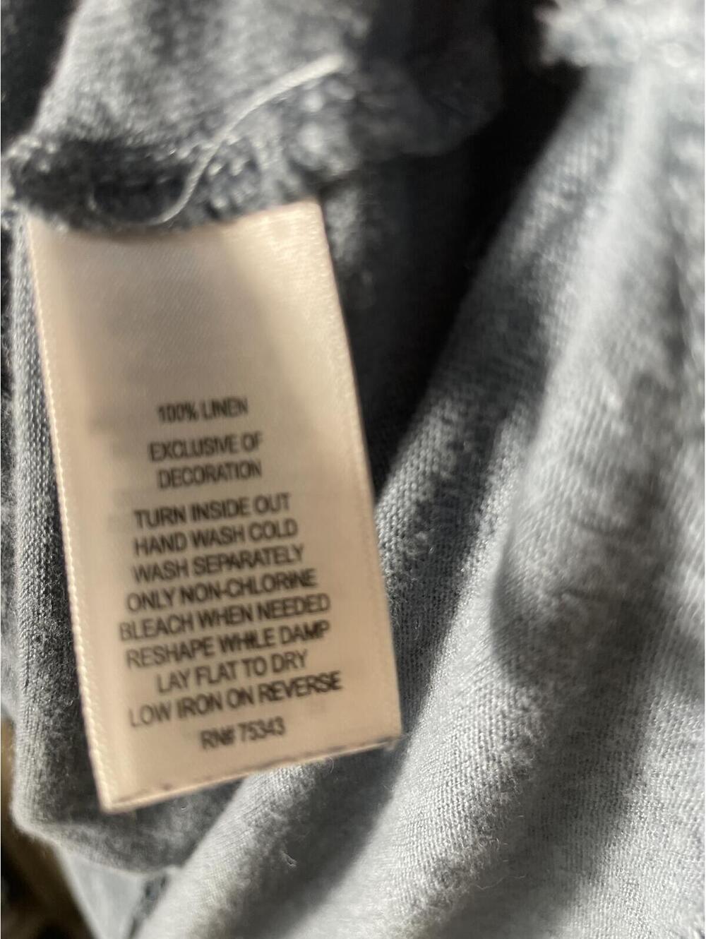 St. Tropez West 100% Linen 3/4 Sleeve Top Gray Blue Women's Large Flowy Boho - Picture 5 of 6